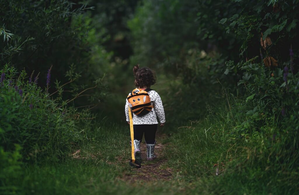 girl, path, walking