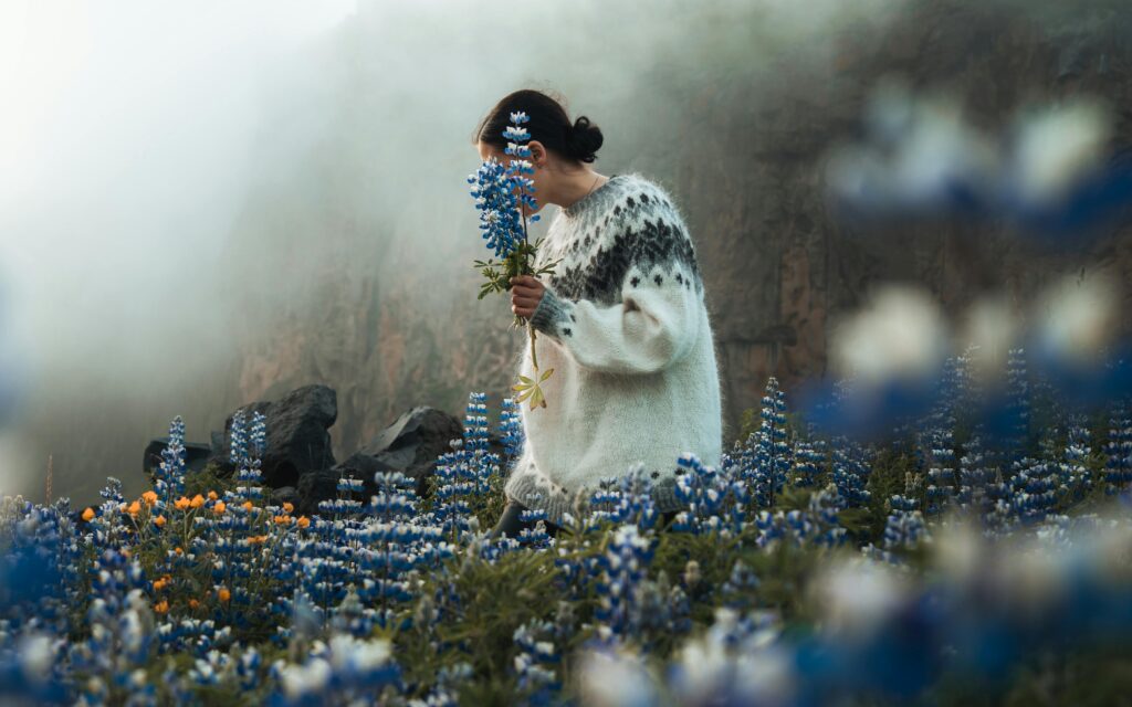 Woman standing on Flower Field